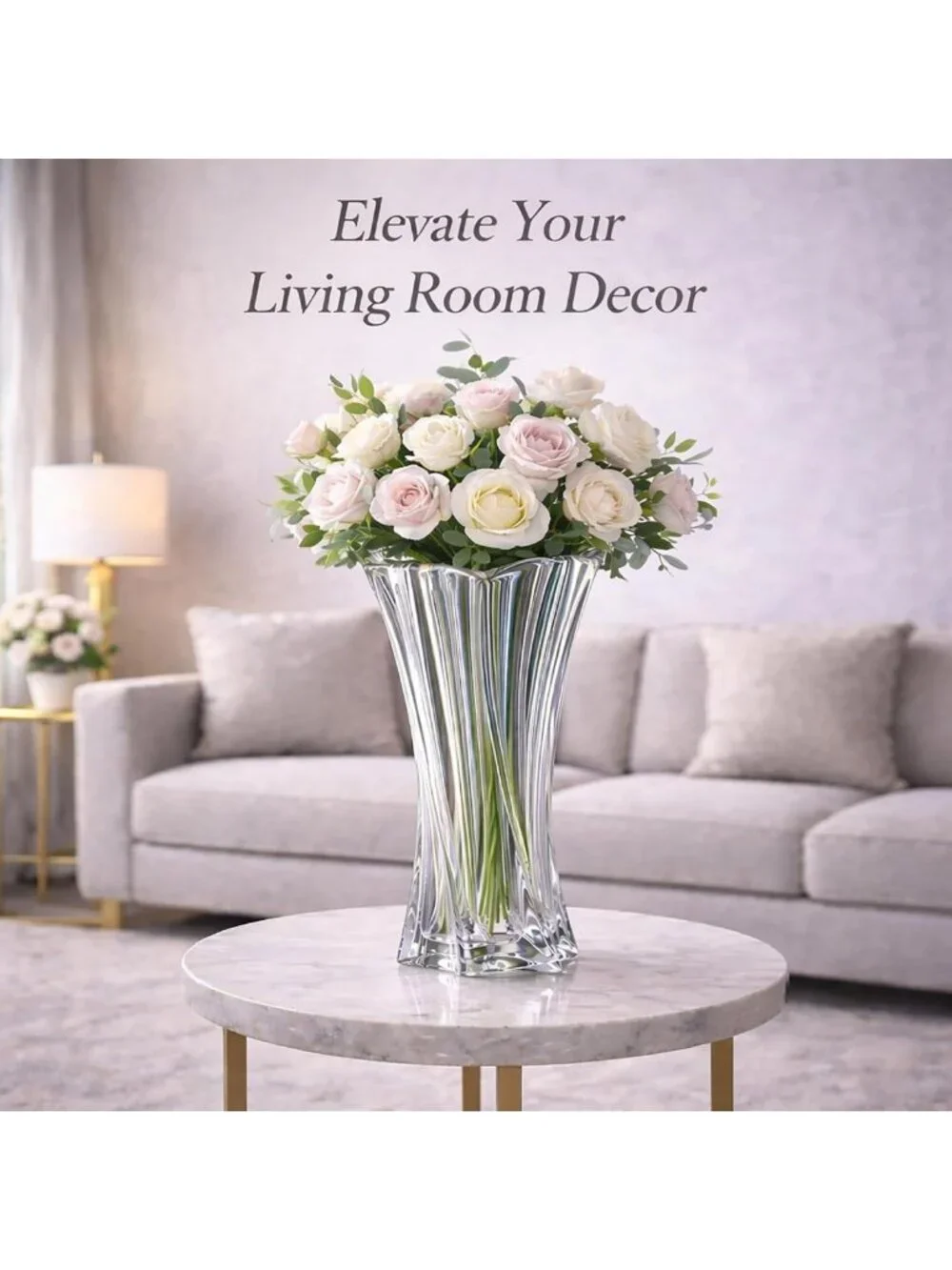 Elegant Heavy Crystal Vase for Flowers - Durable Decorative Centerpiece, 9.8